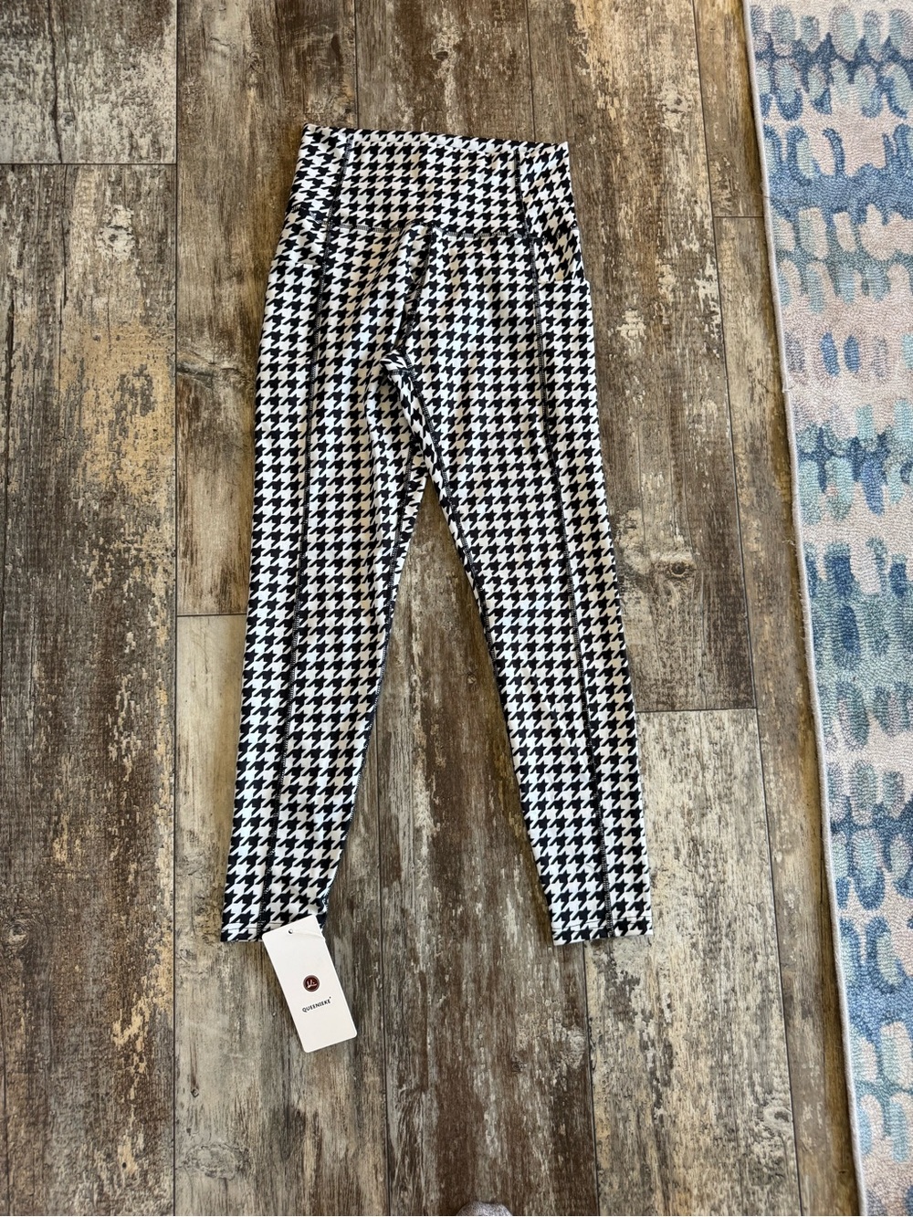 2 for $20 sale : Queenieke Houndstooth high waisted Athletic Leggings Black Whit